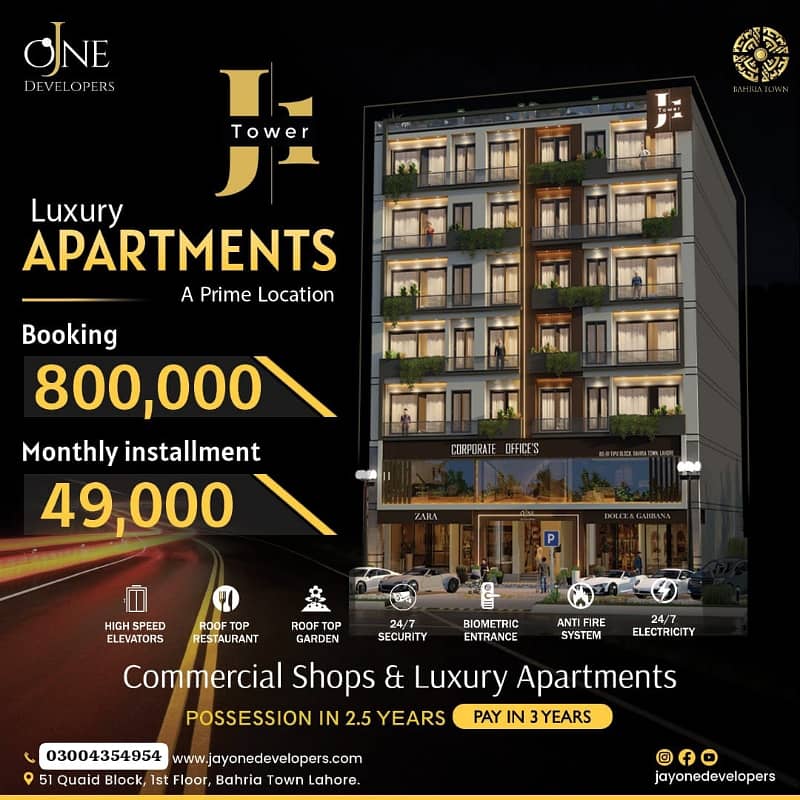 Jay One Tower Tipu Sultan Block Apartment Available On Easy Installments 1
