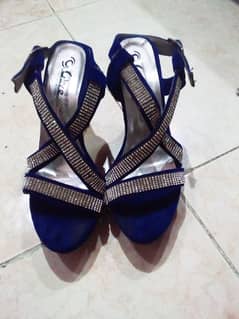 silver and velvet sandal heels
