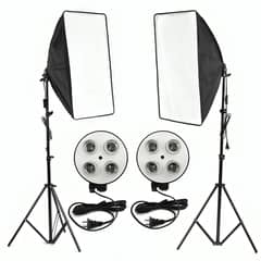 Studio Photography Lighting Softbox Kit Four Head Plug with stand