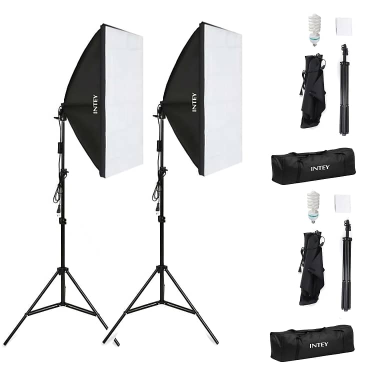 Studio Photography Lighting Softbox Kit Four Head Plug with stand 2