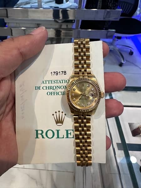 Ladies Rolex diamond dial complete set available at Swiss Watches hub 1