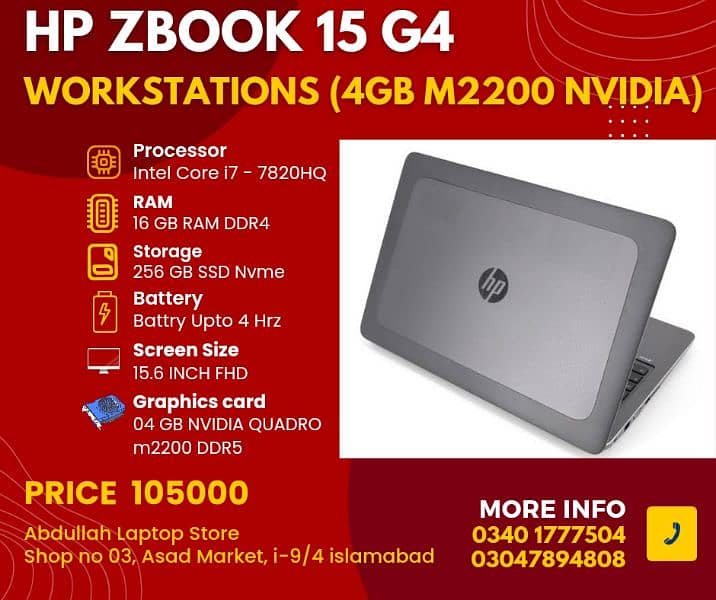 HP ZBOOK 15 G4 (Mobile Workstations) 4GB Nvidia Quadro M2200 0
