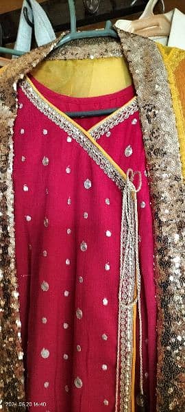 angrakha  dress style in Pink color 3 peice 2