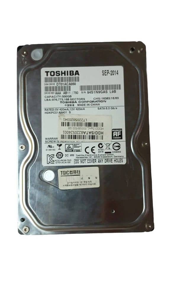 Hard Disk 500 GB Seagate Toshiba SATA 3 For PC, Desktop 100% Health 2