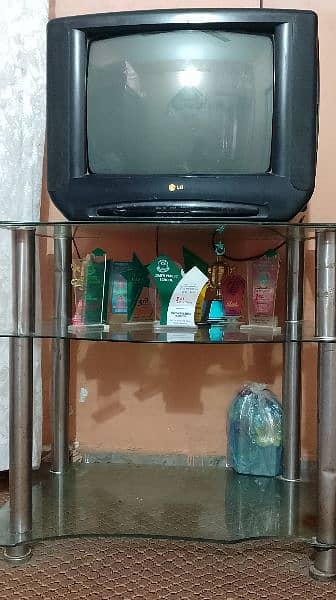 Original LG color tv with (Aero Dome Sounds) with TV trolly 9
