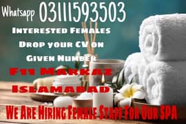 FEMALE STAFF FOR SPA REQUIRED