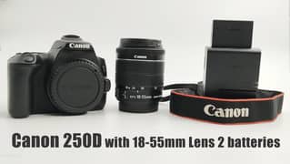 Canon 250D DSLR 24 MP 4K Video Camera with 18-55mm Lense 2 batteries
