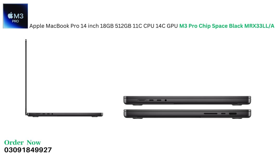 Apple MacBook Pro 14" M3 Pro 18GB 512GB Space Black - MRX33LL/A 1