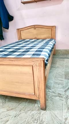 solid bed wooden with mattress