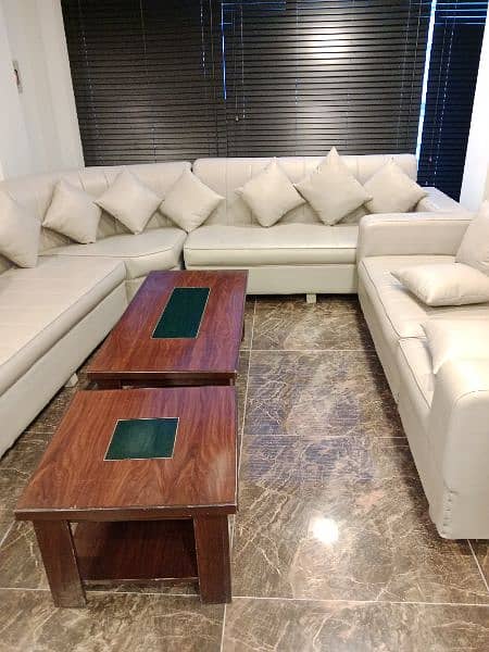 good condition pure Leather 10 setar sofa set 2 table 1