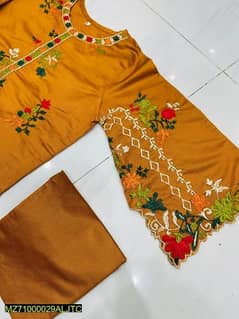 2pcs woman Stitched linen embroidered suit  03022914817 0