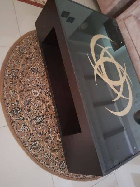 wooden beautiful centre table with attractive golden motif 1