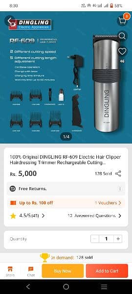 Original Dangling RF-609 Rechargeable beard and hair trimmer 6