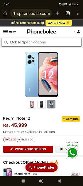 redmi note 12.8+4 GB ram 128 GB rom 0