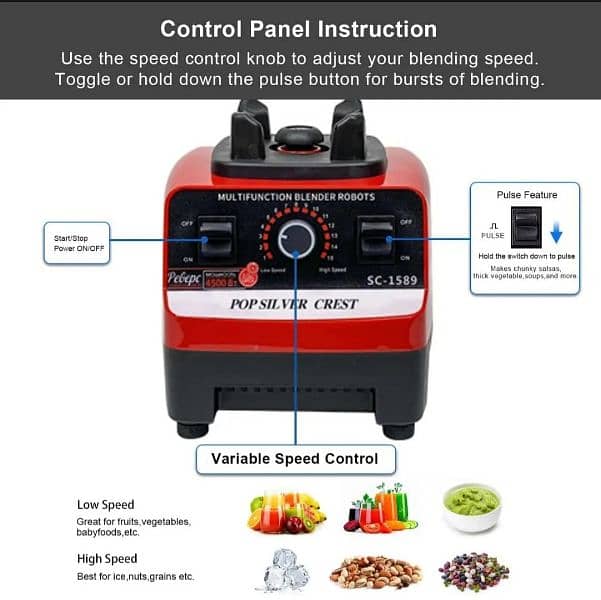 2 in 1 Heavy Duty Silver Crest SC-1589 Multifunctional Juicer Blender 5