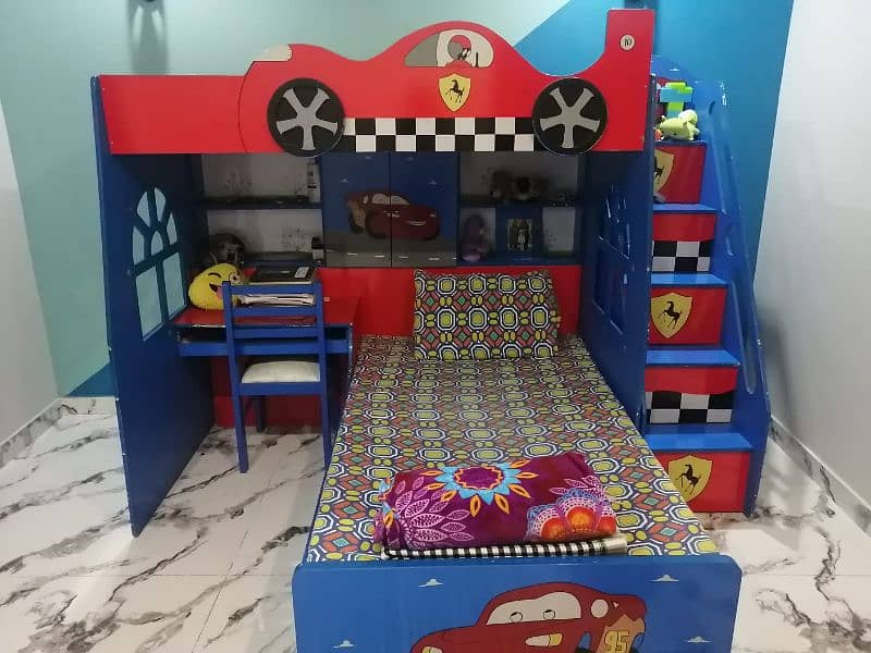 Bunk bed up for sale (Bunk bed + study table + staircase) 2