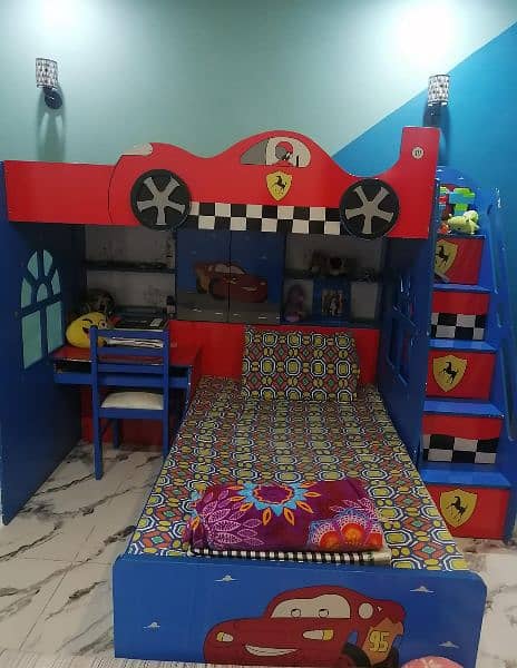Bunk bed up for sale (Bunk bed + study table + staircase) 3