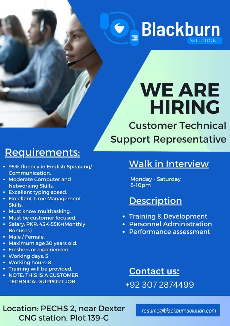 We are hiring for Customer Technical Support Representatives. 4