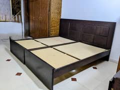 Single Bed Pair Dark Brown Color without Mattress