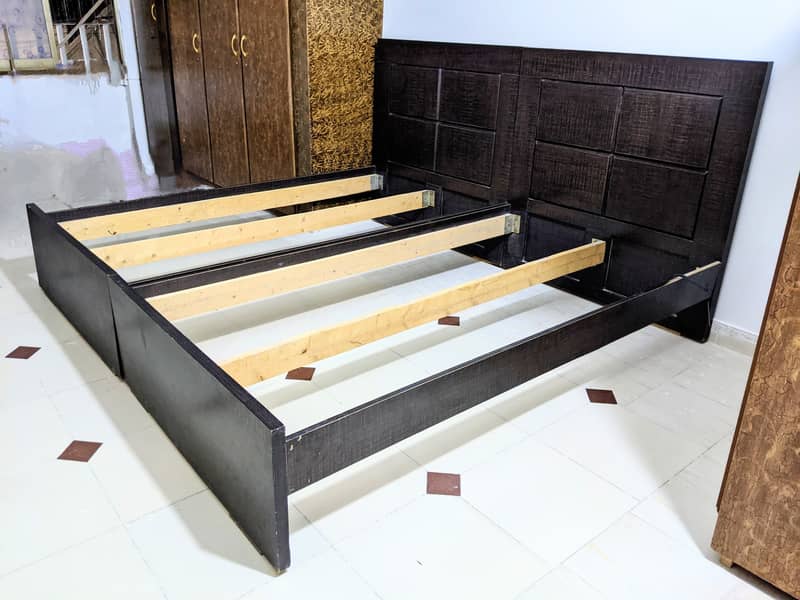 Single Bed Pair Dark Brown Color without Mattress 1