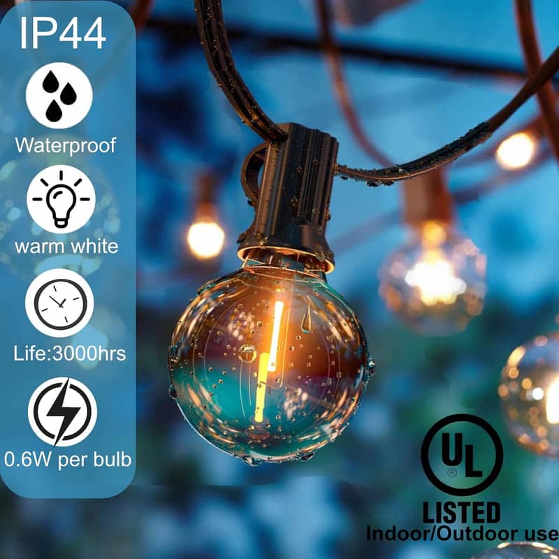 Outdoor String Lights 60FT Patio Lights with 30+2 G40 C457 1