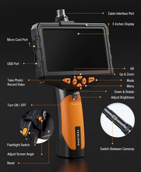 TESLONG Dual Lens Borescope/ Endoscope (NTS300) with 5 inch Screen 12