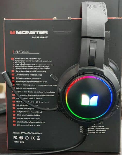 Monster Gaming Headphone RGB Lights With Mic and LED Lighting Effects 2