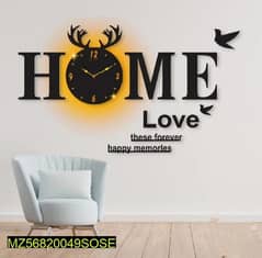 Home love analogue wall hanging clock with light