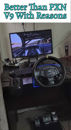 Gaming Steering Wheel with Manual Shifter & Speakers, Beats PXN V9 0