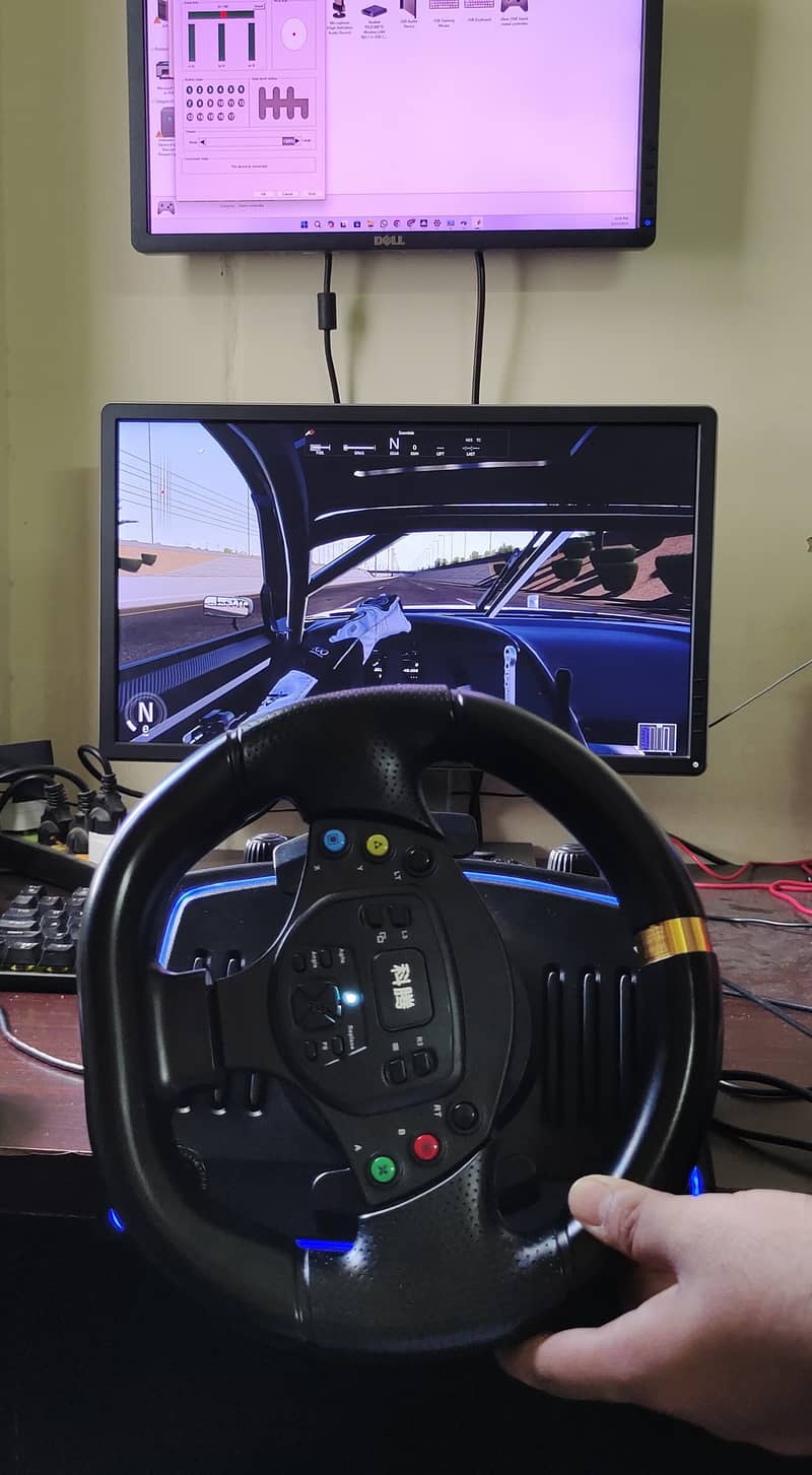 Gaming Steering Wheel with Manual Shifter & Speakers, Beats PXN V9 2