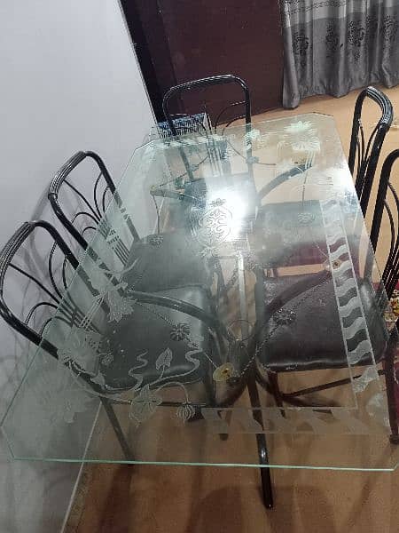 Iron Dining table with printed glass 2