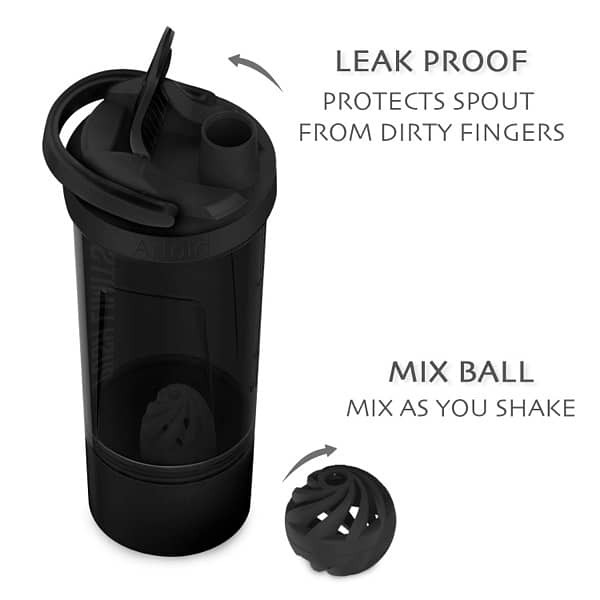 ARTOID Brand Protein Shaker Bottle Dual Mixing Technology & shake ball 4