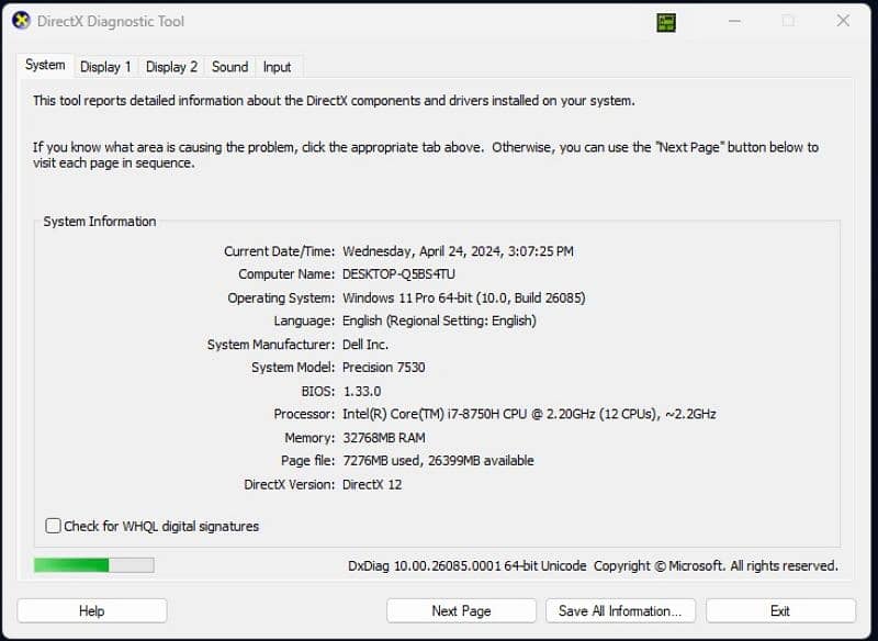 Dell Precision 7530 i7 8th Gen | 32 Ram | 512 SSD | 4 GB  Quadro P2000 3