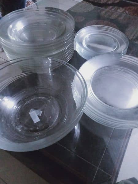 plastic and glass plates and bowls sets 6