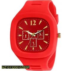 men,s anaglogue watch colore red