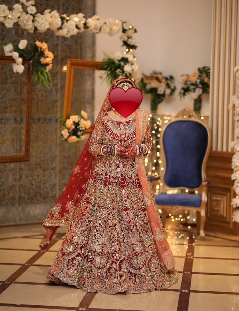 Walima Bridal Crimson Dress | Epoque Barat Dress | Mathapatti 1