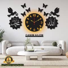 Beautiful MDF  Wood Wall clock with black light