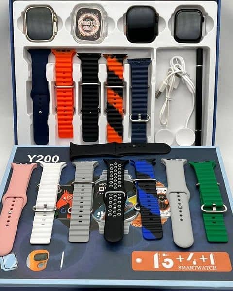 Y200 Smartwatch ( 3 Watches + 13 Straps + Silicone Case ) 3 in1 Box 1
