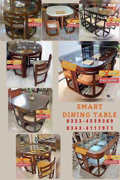 Smart dining table/round dining table/4 chair/6 chair/dining table 4