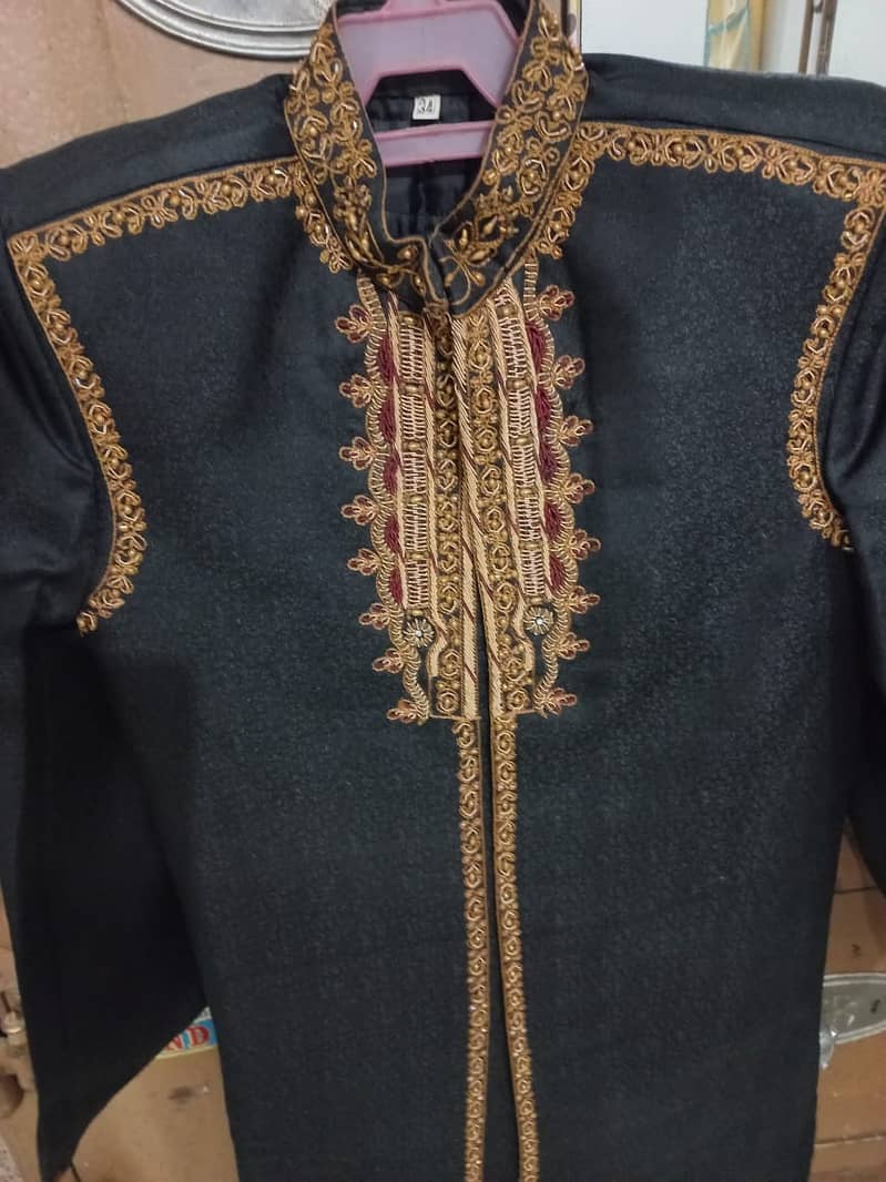 sharwani black colour In Good Condition (Large) 1