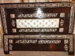 Elegant Double Bed with Silver Fiber Flower Design - 9/10 Condition