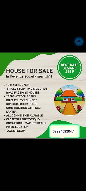 10 Marla House available for Urgent Sale in Revenue housing society 4
