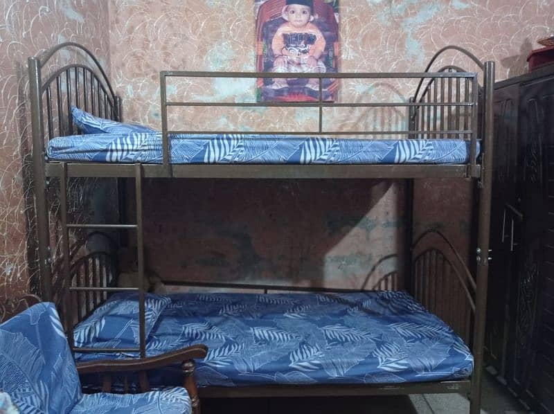 dubel bed for sale with mattress price 50000 3