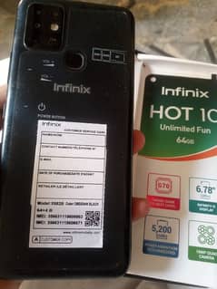 infinix hot 10.4 64full box one hand mobile home use exchange possible