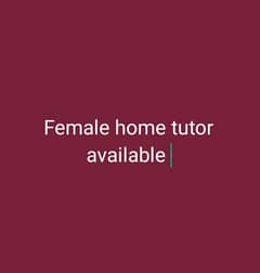 Experienced female home tutor available