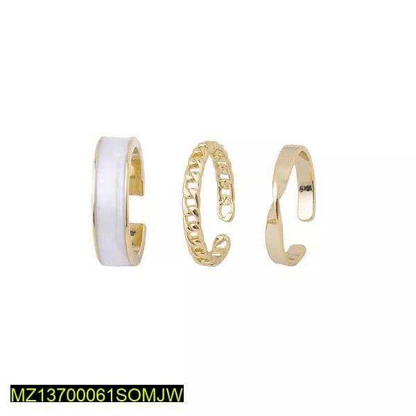 3pic oAlloy gold plated Dainty Plain Rings set 1
