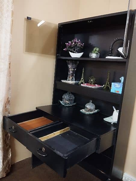 PURE BLACK WOODEN SHOWCASE WITH 2 DRAWS 5