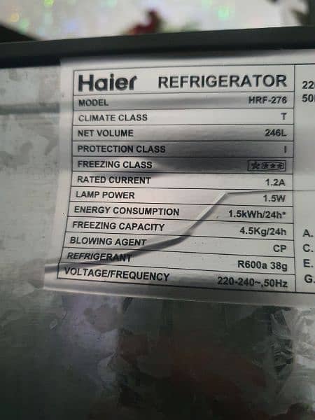 haier refrigerator model 276 brand new unused 246 capacity 9