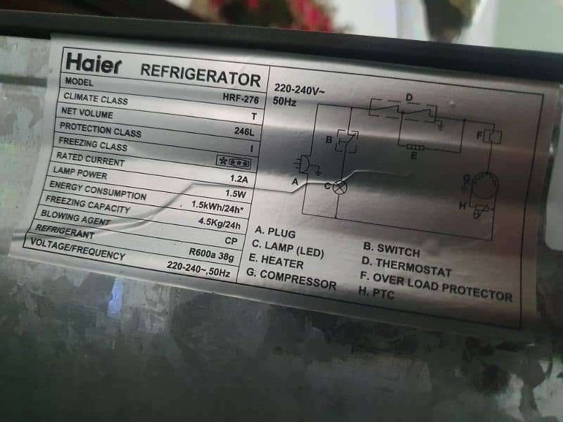 haier refrigerator model 276 brand new unused 246 capacity 12