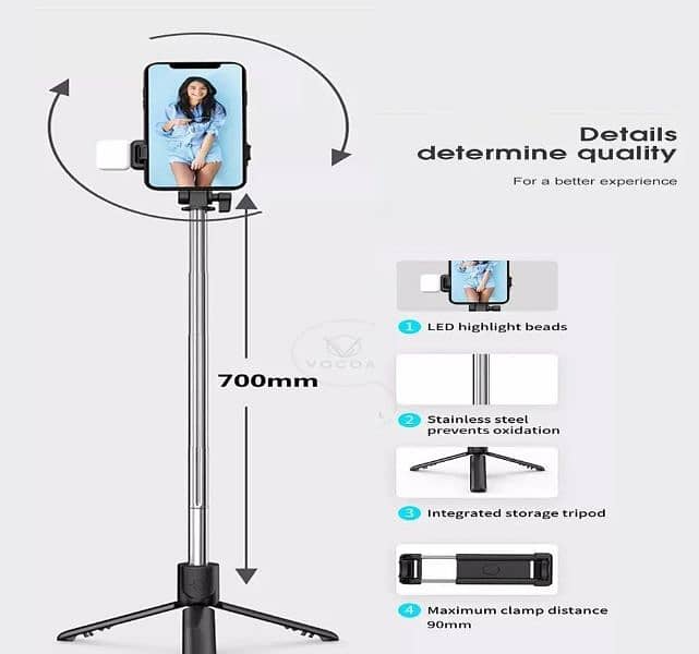 Selfei Stick with LED Light Mini Tripod Stand 1